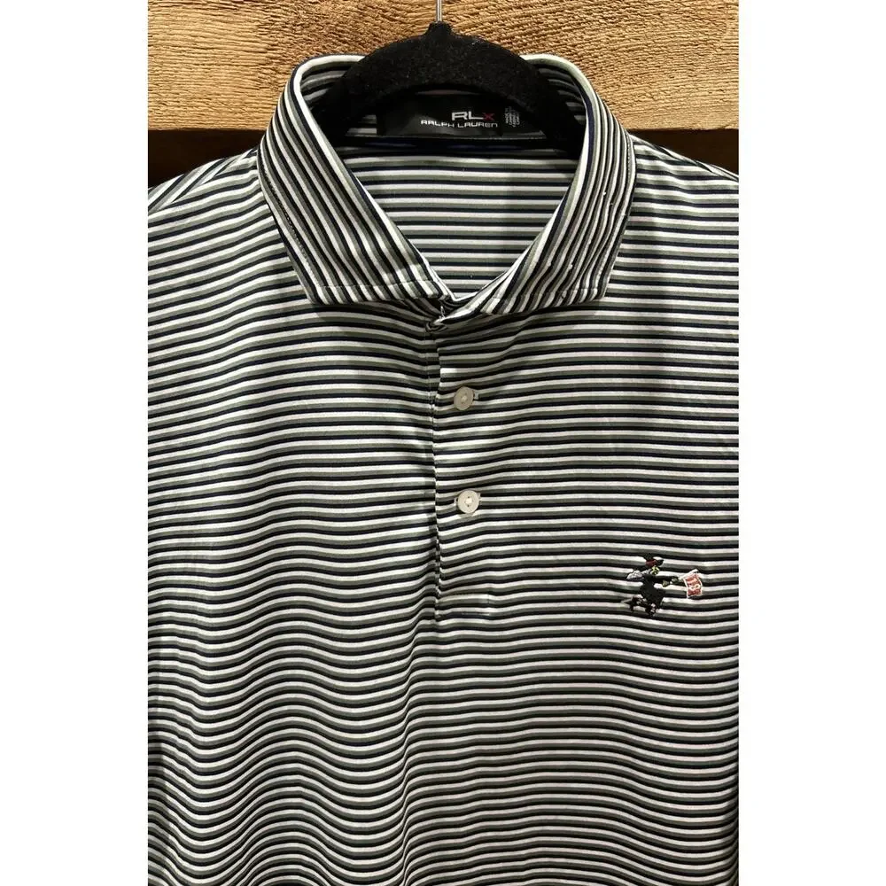 Men’s RLX Ralph Lauren STANWICH Golf Striped Polo Shirt Size M *A8